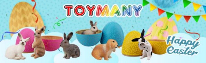 TOYMANY 6PCS Easter Bunny Rabbit Figures with Easter Eggs, Small Rabbit Figurines - Farm Animal Toy Cake Topper Party Favor for Kids Toddlers - Image 12