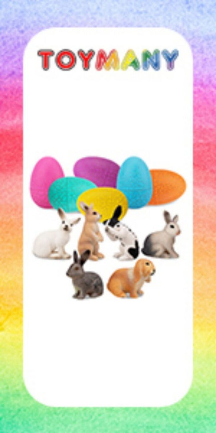 TOYMANY 6PCS Easter Bunny Rabbit Figures with Easter Eggs, Small Rabbit Figurines - Farm Animal Toy Cake Topper Party Favor for Kids Toddlers - Image 15