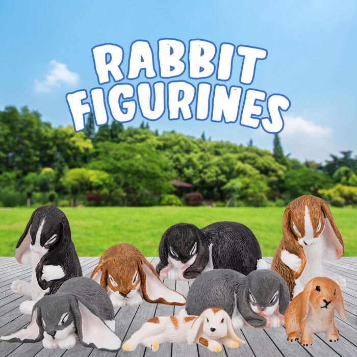 8PCS Rabbit Figures Lop Bunny Toy Figurines for Easter - Image 2