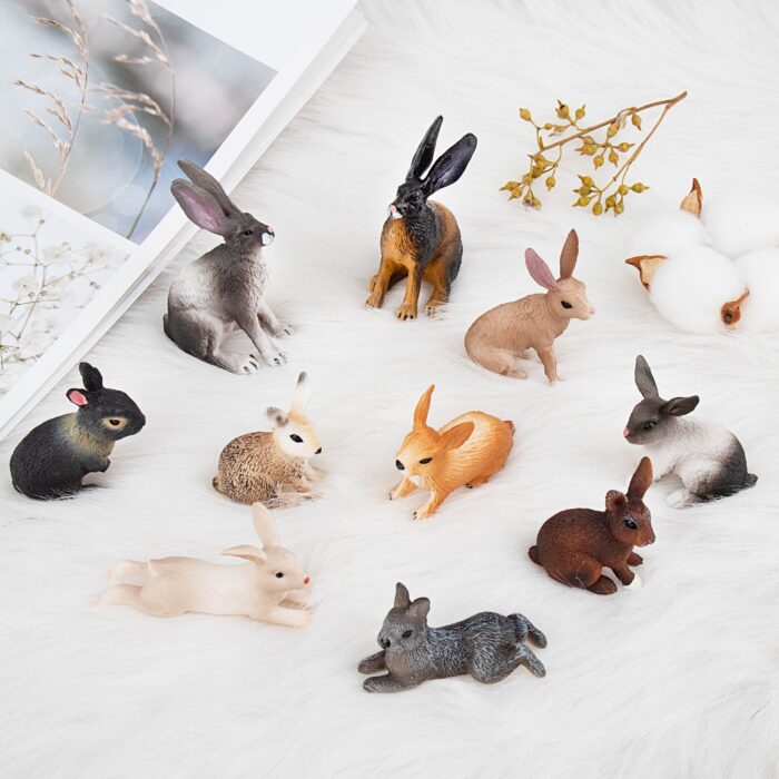 10PCS Easter Bunny Rabbit Figures Hare Figurines - Image 2