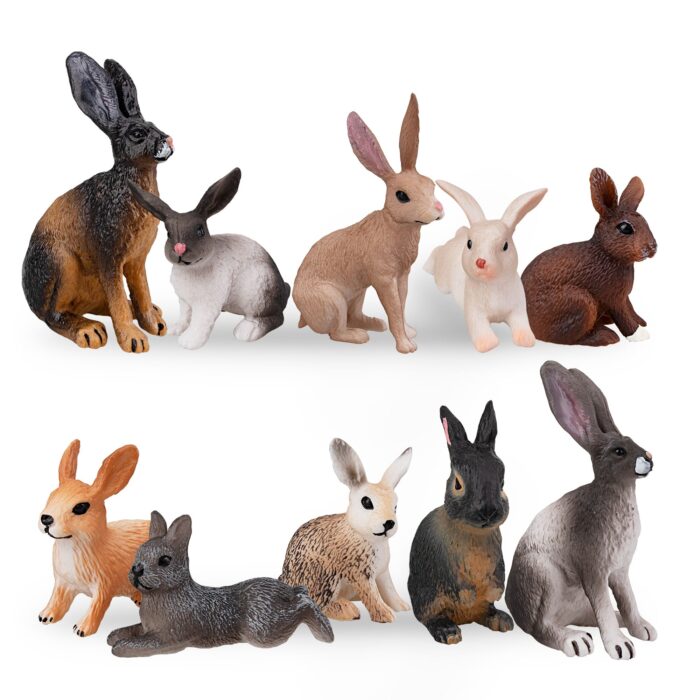 10PCS Easter Bunny Rabbit Figures Hare Figurines - Image 4